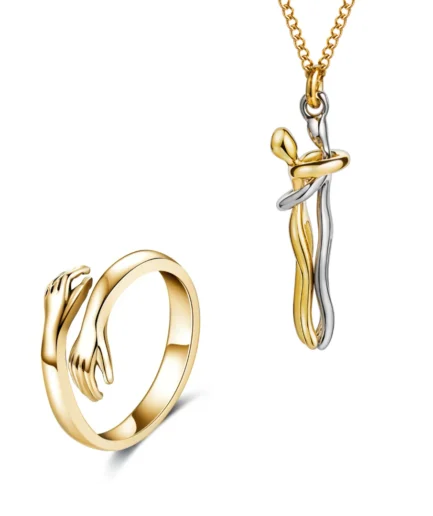 Gold Hug Necklace (With Ring)