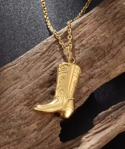 Gold Cowboy Boots Pendant Necklace for Women & Girls
