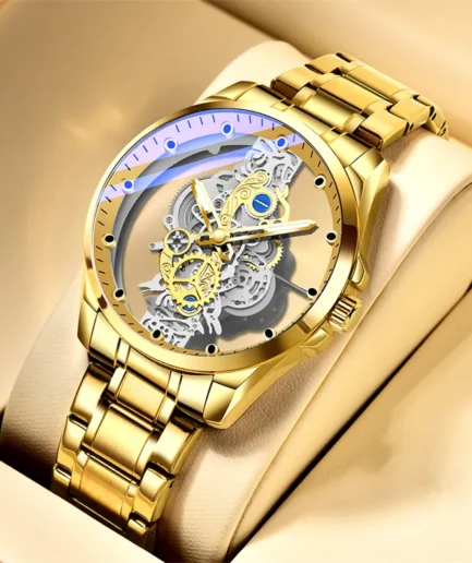Men Watch Skeleton Automatic Quartz Watch Gold Skeleton Vintage Man Watch Mens Watches Top Brand Luxury